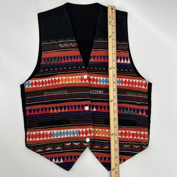 Vintage 90s Boho Vest Size M Ethnic Embroidered Woven Festival Unisex - Picture 5 of 7